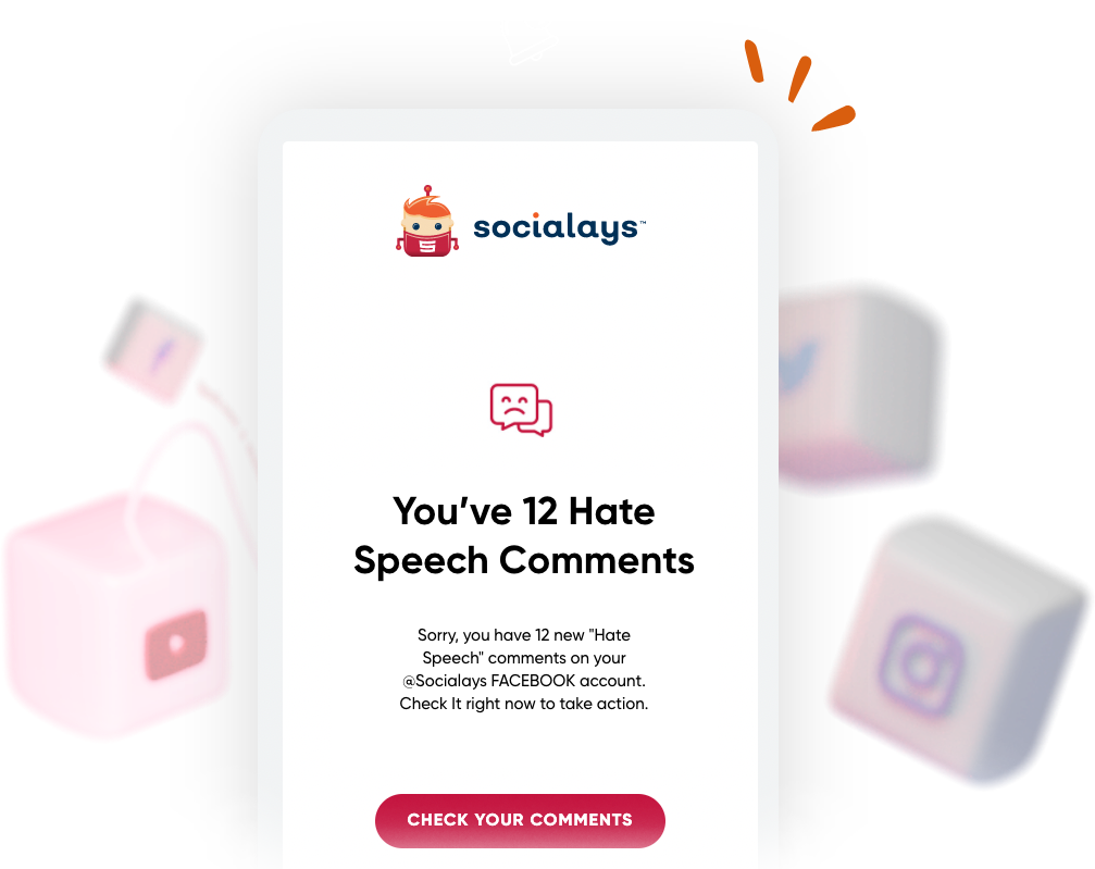 Socialays hate speech comment notification 